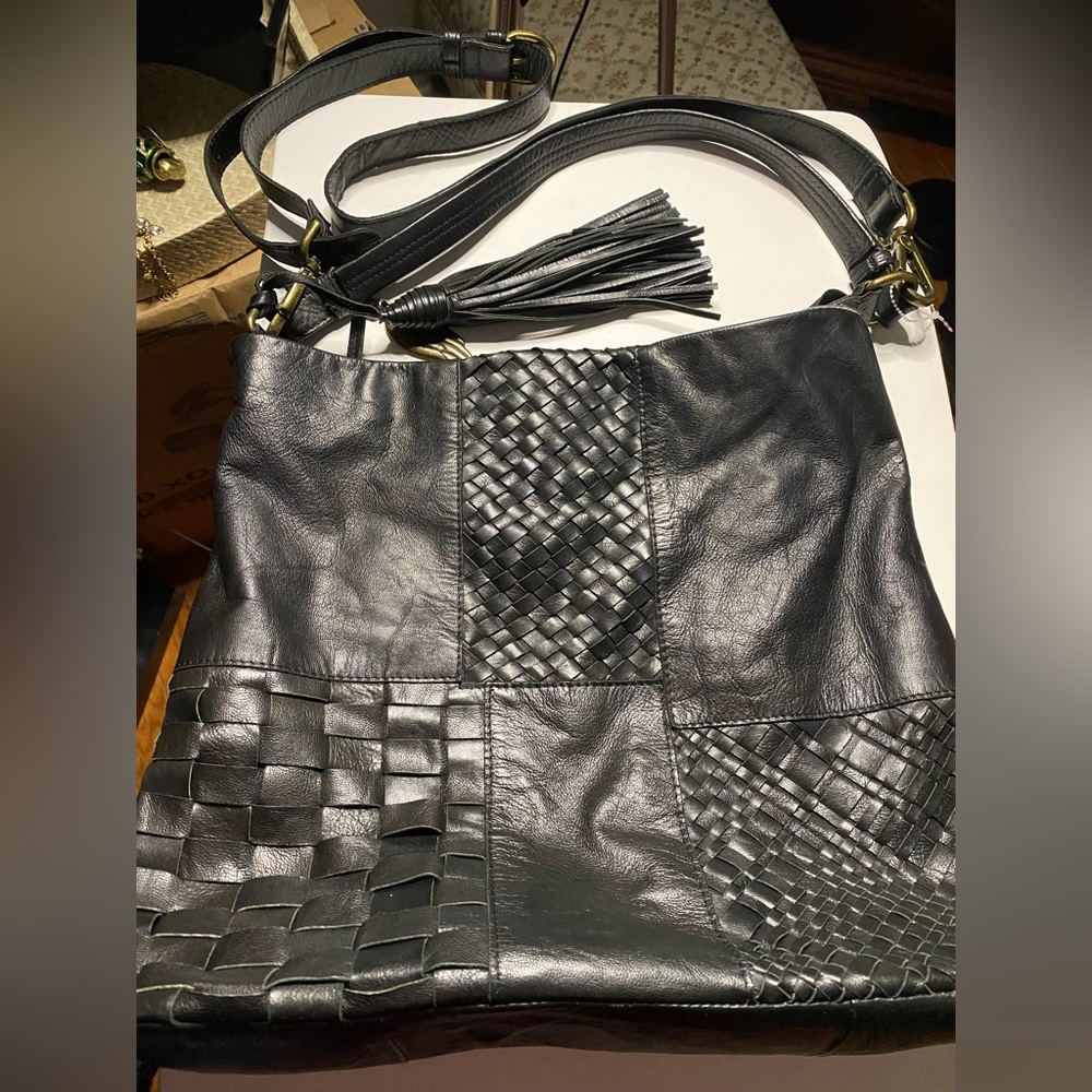 Angel L Martino Leather Woven Purse